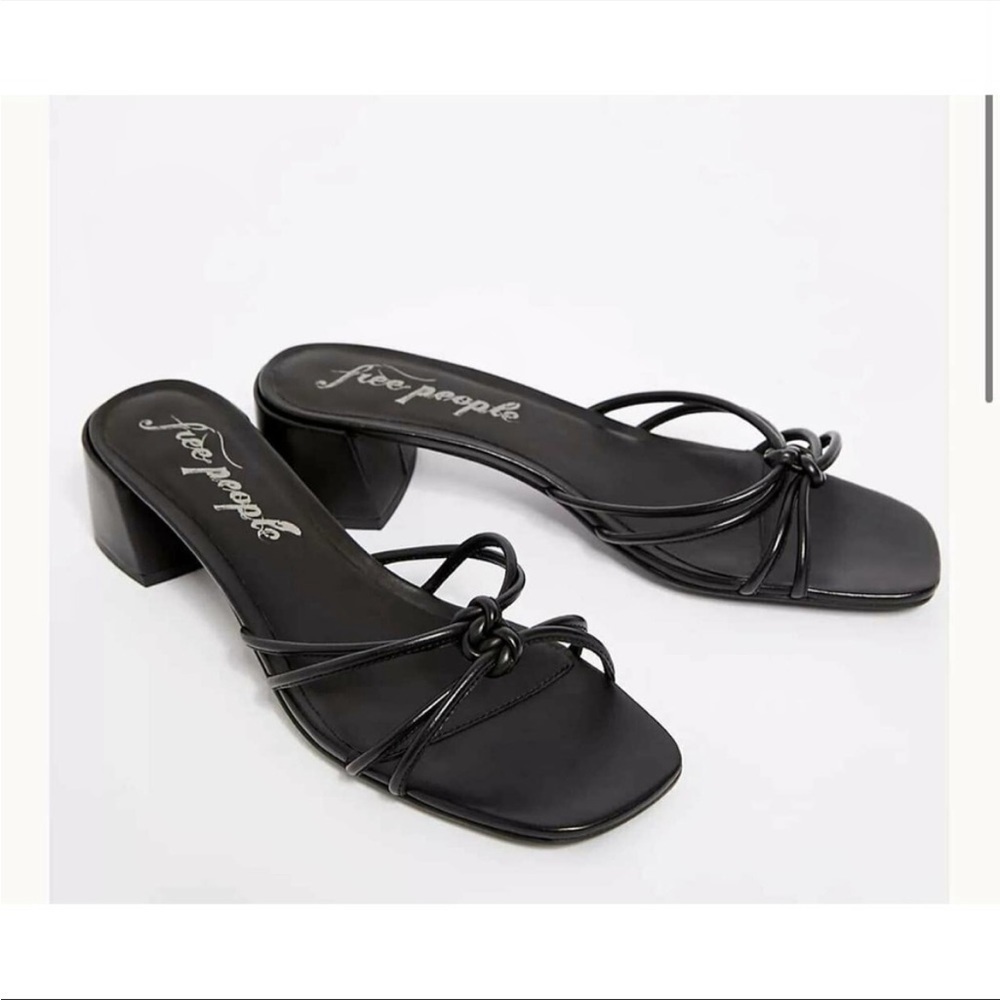 Free People Petra Block Heels Black Sandal Sz 8